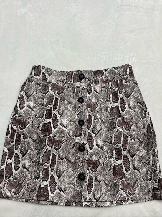 Dresses & Skirts - Snake Print pleather Mini Skirt - Brown/Gray